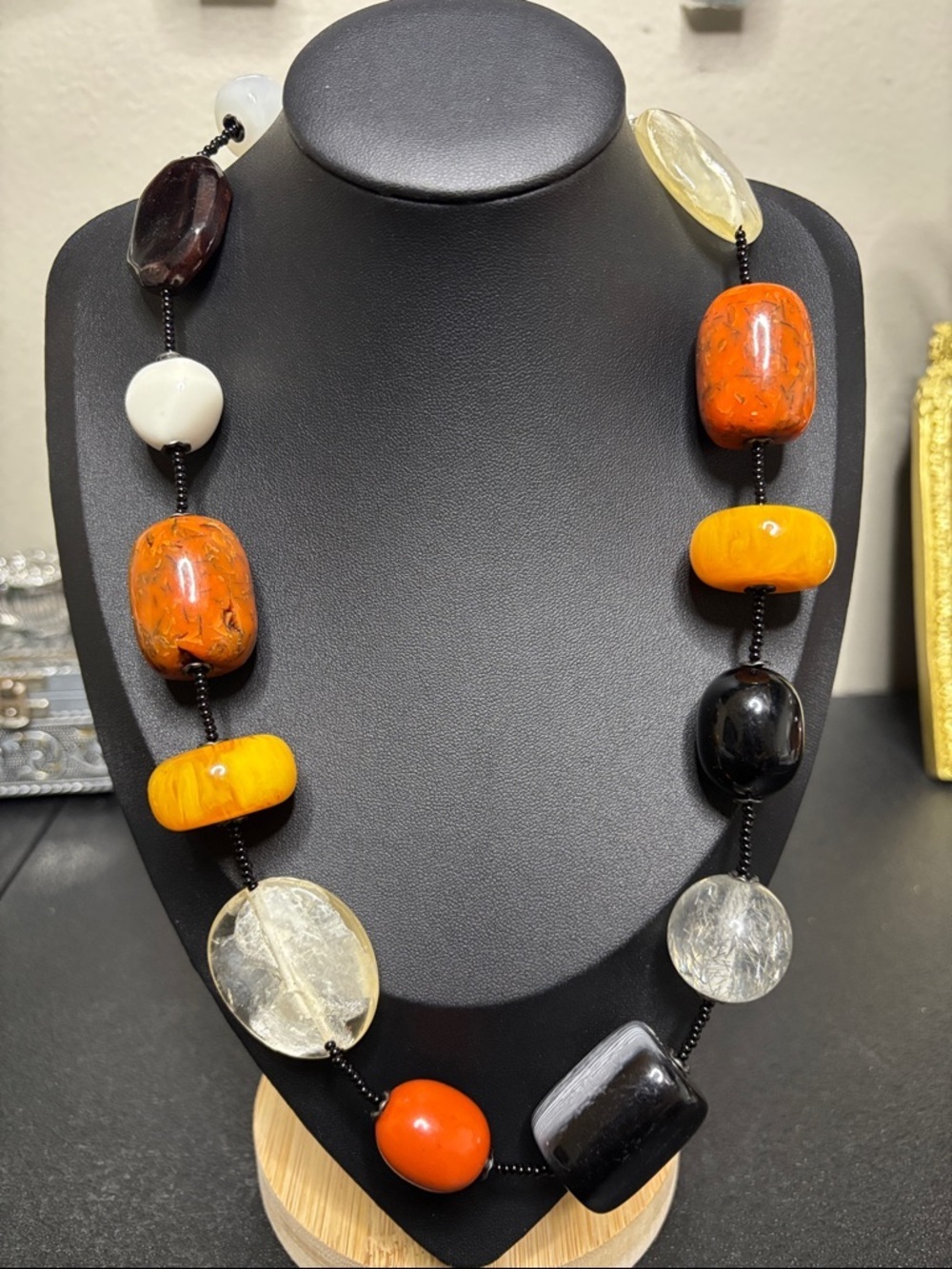 Art deco Tribal Beaded Chunky Long Necklace Statement